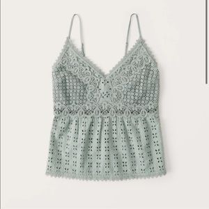All-Over Lace Cami - Light Green - Abercrombie